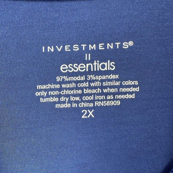 NWT Investments II Essentials Tunic‎ Top Womens 2X Blue Modal Stretch 3/4 Sleeve - Picture 7 of 11